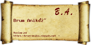 Brum Anikó névjegykártya